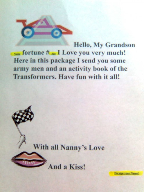Boy's letter with name and age