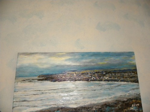 Ocean walls above an ocean painting of mine.