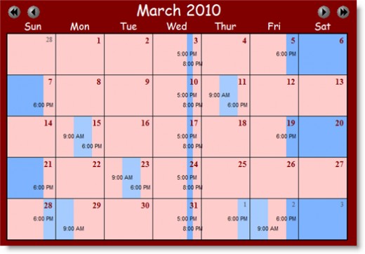 A custody calendar with all the time filled out.