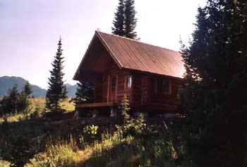 A 14' X 18' Trapper cabin in Bozeman built by Montana Mobile Cabins.