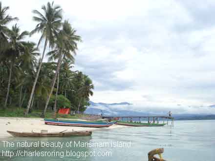 White sandy beach of Mansinam island in West Papua