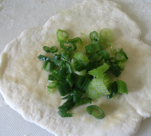Fig.2: Pancake with scallions, sesame oil, and salt.
