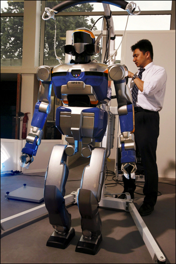 human shaped robots are typical of what people envisage as a robot, but they can come in any shape.