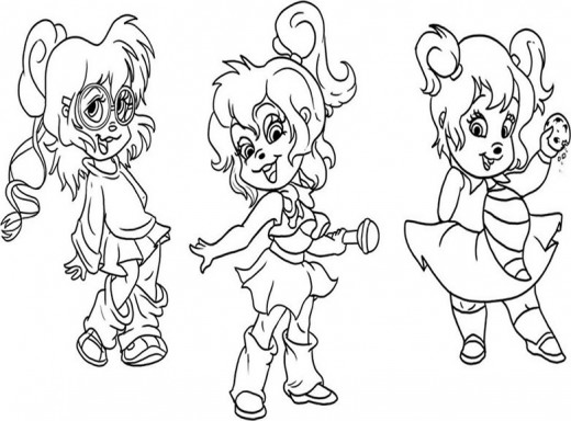 Alvin and the Chipmunks Kids Coloring Pages Chipettes Free Colouring Pictures - Chipettes