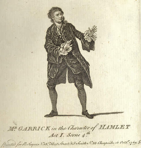 David Garrick (17171779), producer and actor, produced his own version of Shakespeare's 'Hamlet' in Drury Lane.
