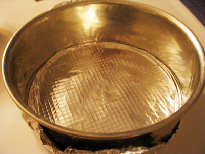 Wrap the springform pan with foil.