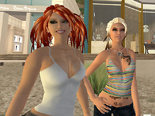 Girls on one of many Second Life Beaches
