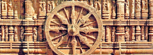 Great sculpture stonework wheel on Konark Sun Temple, Orissa