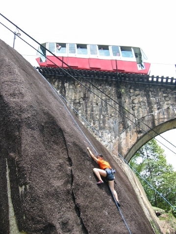 Climb anything that looks interesting, even if passengers on the train yell at you as if you're crazy and they think you're going to kill yourself.  Hey, you're the climber - you know perfectly well what's safe and what's not.