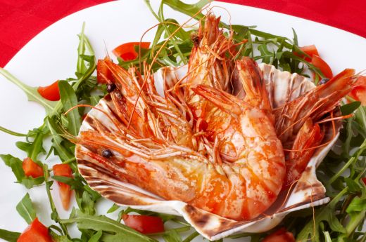 Large Shrimps and Rocket Salad from Dreamstime.com