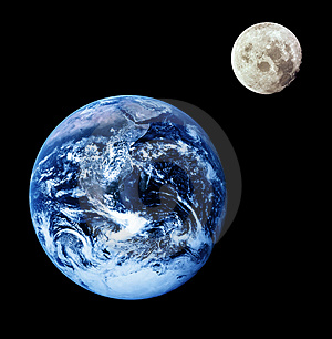 The earth and moon as they appear today from outer space.