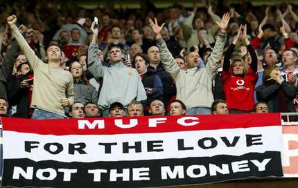 Manchester United fans show what football should be about and not be for the motives that the Glazers are in it for!  From smh.com.au