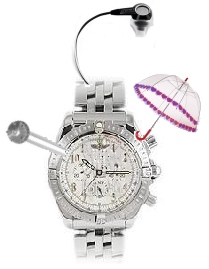 Secret Agent Watch including Helsinki Smash Rod, Ultrasonic ear bud, and umbershoot.