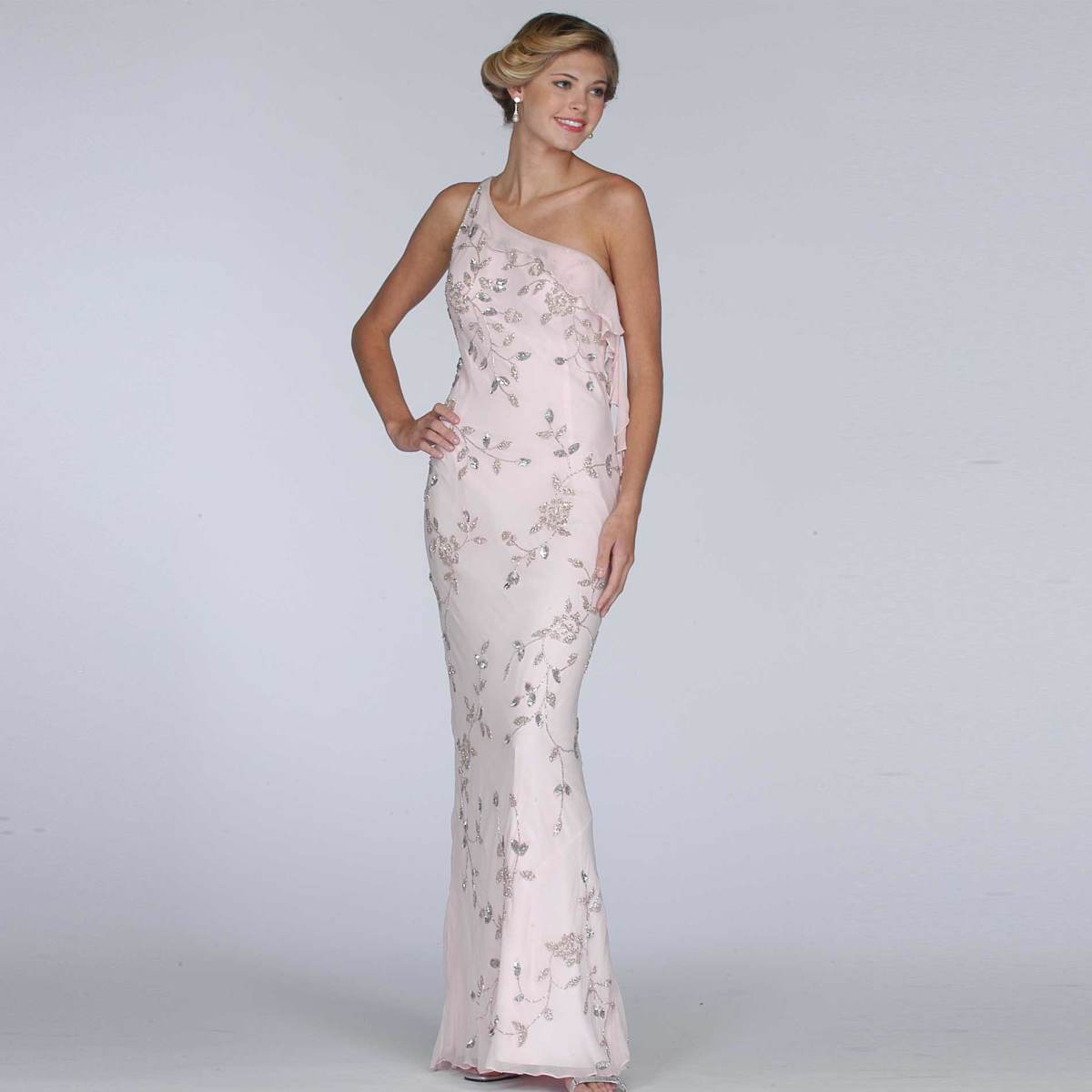 photo credit: sears.com   Formal Gallery silk formal evening gown, pink prom dress (8341), on sale for $109, reg price= $179. Available in sizes extra small to medium 