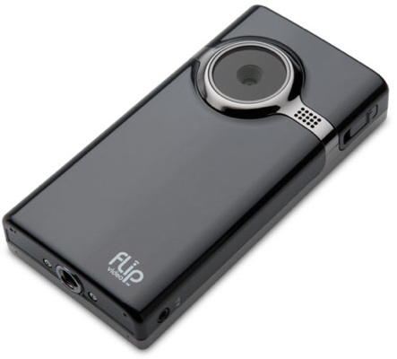 The Flip Video MinoHD Camcorder in black brushed metal