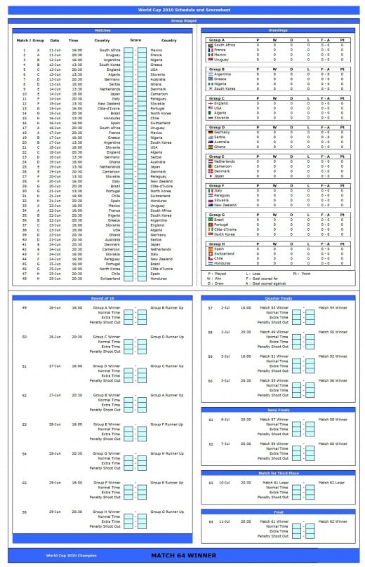 World Cup Winners FIFA World Cup 2010 Schedules and World Cup