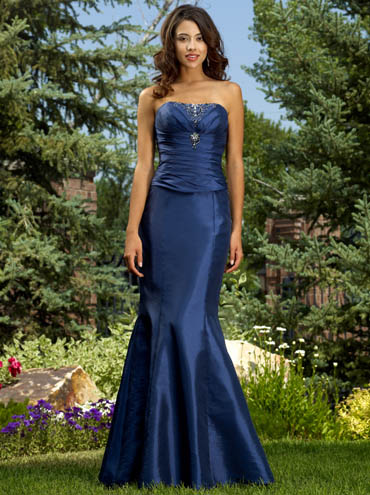 Bridesmaid Dresses:Raylia Bridesmaid Dresses 2133L Strapless Mermaid Taffeta gown. Gently gathered bodice features delicate beading. Lace up back. 