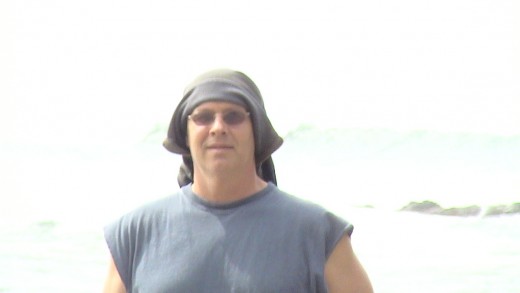 Customize head gear from my sweater. Good to improvise and get cover from the sun's rays.