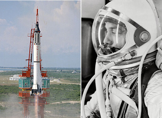 Alan Shepard and the launch of Freedom 7. Photo courtesy of NASA.