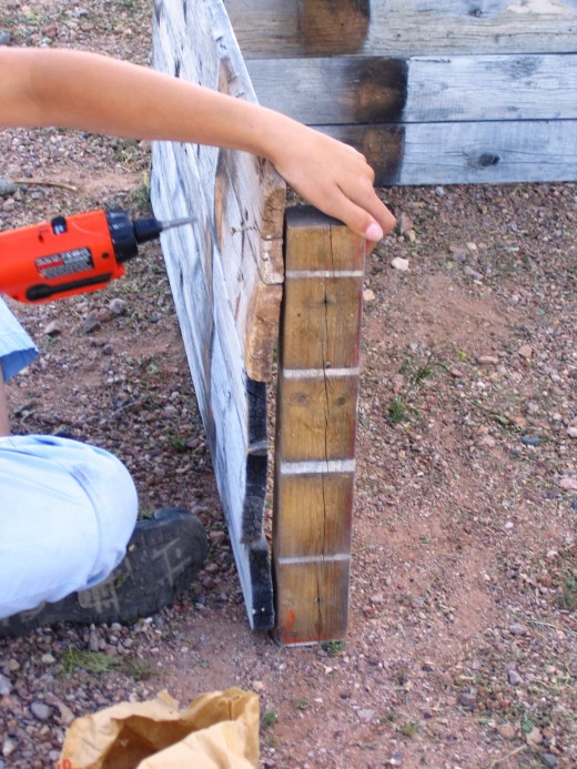 We assembled the boxes using a screwgun and more wood from the fence.