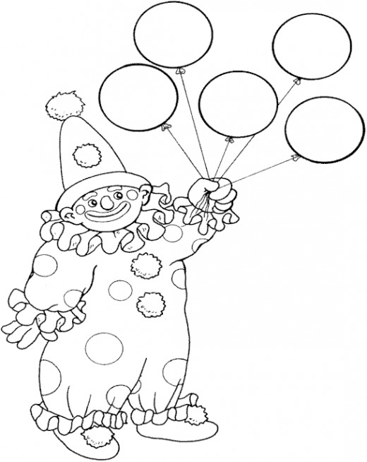 Circus Clown Kids Coloring Pages Free Colouring Pictures to Print - balloon clown