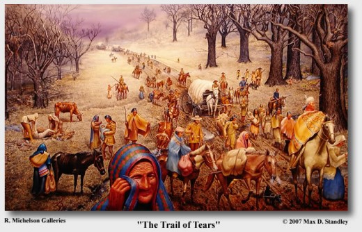 About 500 nations ended in "the trail of tears" as the result of the Indian Clearing Act of 1830 through 1870.