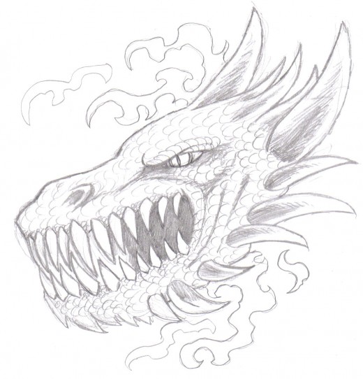 Dragon Head Pencil Sketch.