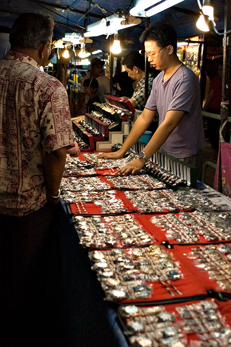 Traders displaying their exotic wares in Night Market