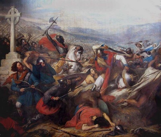 Battle of Tours in 732 AD  image courtesy of Charles de Steuben's Bataille de Poitiers 