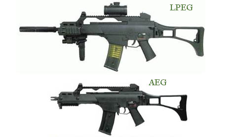 The difference between these guns is rather subtle, yet calling the top one an "AEG" would make you seem like a noob