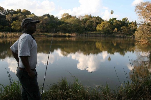 A fisherman trying his luck