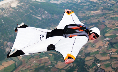 This style of gliding suit is typical of today's human gliding suit.