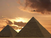 The Pyramids of Cheops and Chephren in Giza, Cairo, Egypt.