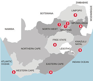 South African World Cup 2010 map