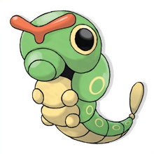 Caterpie is a little bug pokemon.