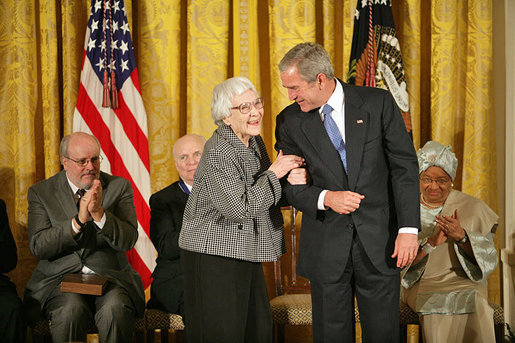 President George W. Bush awards the Presidential Medal of Freedom to Harper Lee on Nov. 5, 2007.