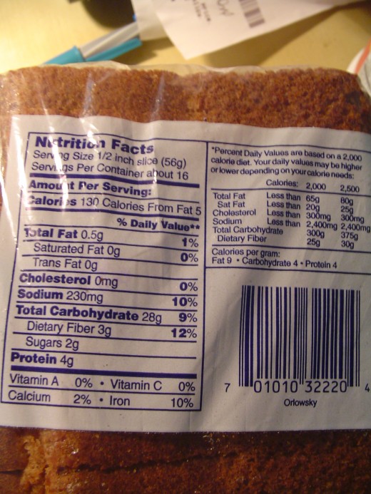 David's Bakery Orlowsky Rye Bread nutritional facts