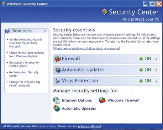 Windows Security Center