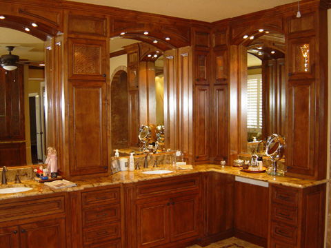 classic raised wood cherry bathroom cabinets