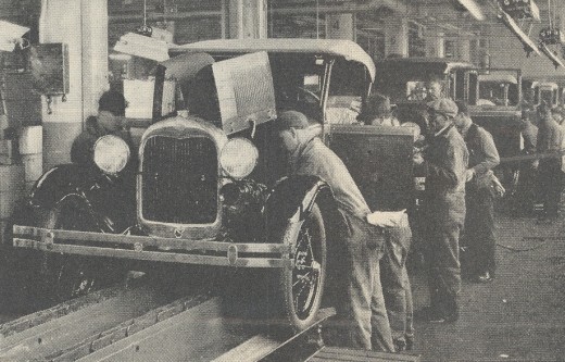 When Henry Ford developed the assembly line, it was labor intensive, but the idea specialized jobs and a lot more production resulted than if people built entire cars on their own.