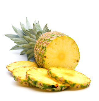 Freshly cut pineapple with slices