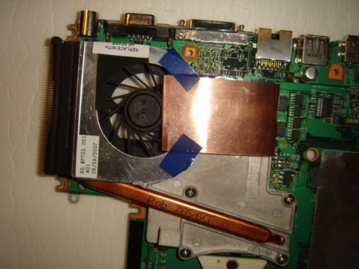 Added copper sheet to bring heat away from video chip reaching the fan on both sides.