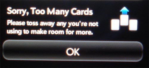 'Too many cards' error is the most common error on Palm Pre