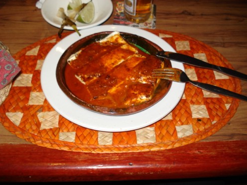 A salsa and cheese dish