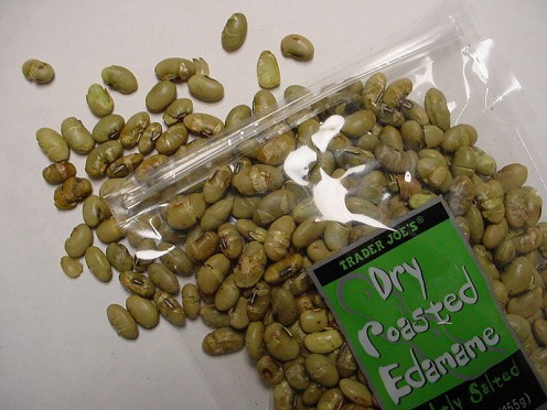 A dried version of edamame for snacking.