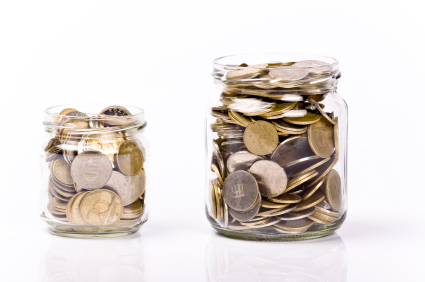 Designate an area in your house for empty jars to deposit all loose change
