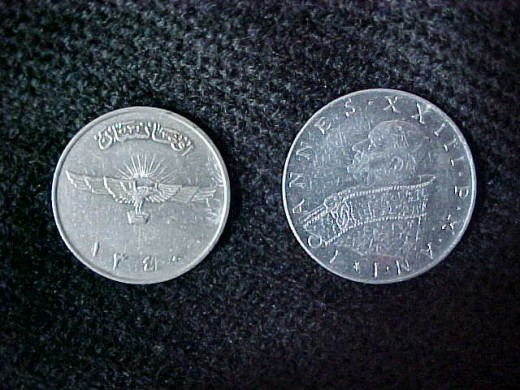 These coins are from Afghanistan and the Vatican