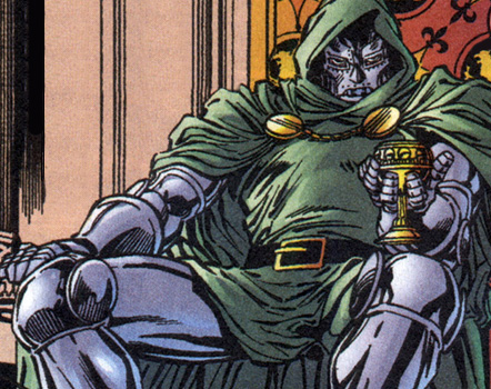 Even Doom kicks back occasionally. Only when he kicks back, it's in a huge throne with a solid-gold goblet of wine. Even Doom kicks back occasionally. Only when he kicks back, it's in a huge throne with a solid-gold goblet of wine.
