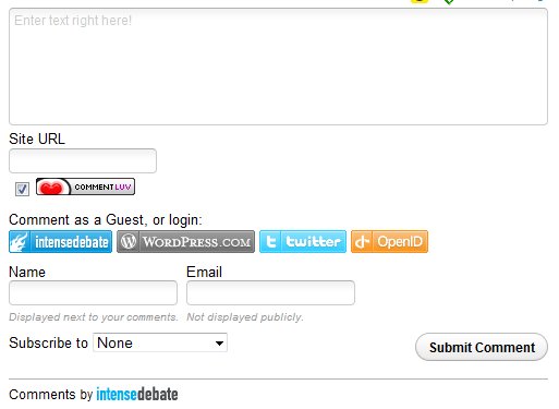 CommentLuv Enabled Form Integrated with IntenseDebate