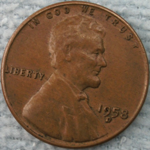 1958D Lincoln Wheat Penny (obverse)  Obverse Doubled Die